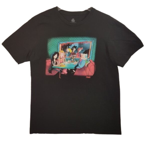 Vintage ADVENTURE TIME Tee Shirt Large US L Finn Fiona Bubblegum Retro Diner - Picture 1 of 14